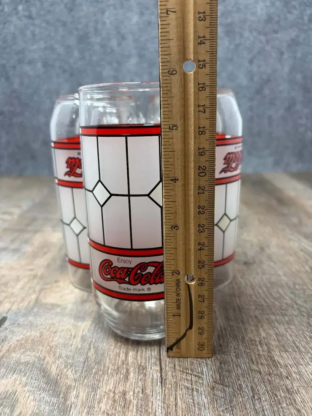 Vintage Coca-Cola Frosted Stained Glass Tiffany Style Drinking Glasses Set of 7
